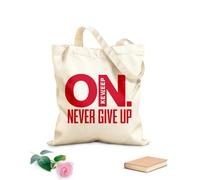 AILOONG Sacs de rangement en polyester et coton Message motivant : Continuez, n'abandonnez jamais tissu épais de 340g/m² Slogan personnalisable