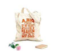 AILOONG Sacs de rangement en polyester et coton Mon cœur vit au ciel et il est papa tissu épais de 340g/m² Slogan personnalisable