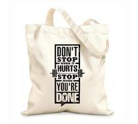 AILOONG Sacs de rangement en polyester et coton N'arrête pas quand tu as mal, tu as fini. tissu épais de 12 oz Slogan personnalisable 31x36cm Moyen