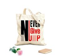 AILOONG Sacs de rangement en polyester et coton Ne jamais abandonner tissu épais de 12 oz Slogan personnalisable 25x30cm Petit