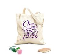AILOONG Sacs de rangement en polyester et coton Notre histoire d'amour est mon histoire isolée préférée tissu épais de 340g/m² Slogan personnalisable