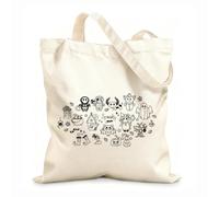 AILOONG Sacs de rangement en polyester et coton Personnages d'Halloween pour enfants tissu épais de 12 oz Slogan personnalisable 31x36cm Moyen