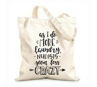 AILOONG Sacs de rangement en polyester et coton Plus je fais de lessive, moins les nudistes me paraissent fous. tissu épais de 12 oz Slogan personnalisable 31x36cm Moyen