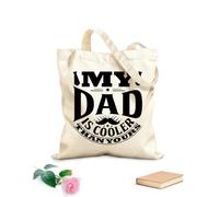 AILOONG Sacs de rangement en polyester et coton T-shirt GIF « Mon père est plus cool que le tien » tissu épais de 12 oz Slogan personnalisable 25x30cm Petit