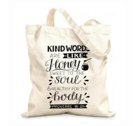 AILOONG Sacs de rangement en polyester et coton tissu épais de 12 oz Calligraphie manuscrite avec des versets bibliques et des paroles bienveillantes Slogan personnalisable 35x40cm Grand