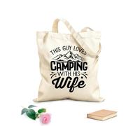 AILOONG Sacs de rangement en polyester et coton tissu épais de 12 oz Ce type adore camper avec sa femme, c'est drôle. Slogan personnalisable 25x30cm Petit
