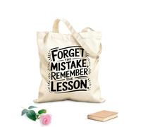 AILOONG Sacs de rangement en polyester et coton tissu épais de 12 oz Citation inspirante : Oubliez l'erreur, retenez la leçon Slogan personnalisable 31x36cm Moyen