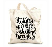 AILOONG Sacs de rangement en polyester et coton tissu épais de 12 oz Coupable à 100% de voler des cœurs à la Saint-Valentin Slogan personnalisable 25x30cm Petit