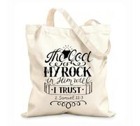 AILOONG Sacs de rangement en polyester et coton tissu épais de 12 oz écrivant à la main le dieu de mon rocher en lui, je Slogan personnalisable 31x36cm Moyen