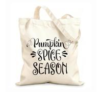 AILOONG Sacs de rangement en polyester et coton tissu épais de 12 oz élément de saison des épices à la citrouille Slogan personnalisable 31x36cm Moyen