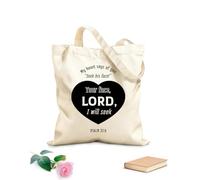AILOONG Sacs de rangement en polyester et coton tissu épais de 12 oz Illustration imprimable d'un verset biblique tiré du psaume Slogan personnalisable 31x36cm Moyen