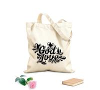 AILOONG Sacs de rangement en polyester et coton tissu épais de 12 oz imprimé chrétien l'amour des dieux Slogan personnalisable 31x36cm Moyen