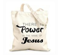 AILOONG Sacs de rangement en polyester et coton tissu épais de 12 oz Le nom de Jésus recèle un pouvoir. Slogan personnalisable 25x30cm Petit