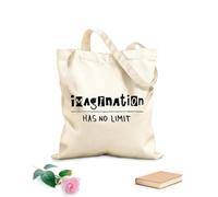 AILOONG Sacs de rangement en polyester et coton tissu épais de 12 oz L'imagination n'a pas de limites. Citation : lettrage Slogan personnalisable 25x30cm Petit