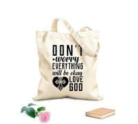 AILOONG Sacs de rangement en polyester et coton tissu épais de 12 oz Ne t'inquiète pas, tout ira bien. Aime Dieu. Slogan personnalisable 25x30cm Petit