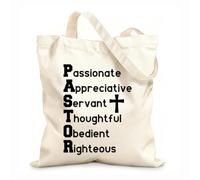 AILOONG Sacs de rangement en polyester et coton tissu épais de 12 oz reconnaissance des diplômés du séminaire biblique envers les pasteurs Slogan personnalisable 35x40cm Grand