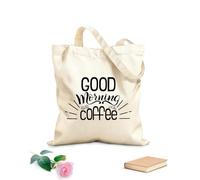 AILOONG Sacs de rangement en polyester et coton tissu épais de 12 oz Un bonjour écrit commence par un café Slogan personnalisable 35x40cm Grand