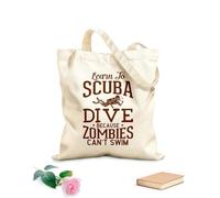 AILOONG Sacs de rangement en polyester et coton tissu épais de 340g/m² Apprenez la plongée sous-marine, car les zombies ne savent pas nager. Slogan personnalisable