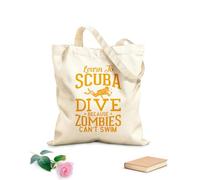 AILOONG Sacs de rangement en polyester et coton tissu épais de 340g/m² Apprenez la plongée sous-marine, car les zombies ne savent pas nager. Slogan personnalisable