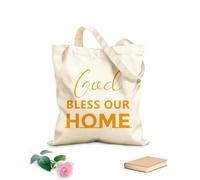 AILOONG Sacs de rangement en polyester et coton tissu épais de 340g/m² citation chrétienne : que Dieu bénisse notre foyer Slogan personnalisable