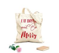 AILOONG Sacs de rangement en polyester et coton tissu épais de 340g/m² Citation de lettre « Mangez, buvez et soyez joyeux » Slogan personnalisable