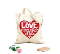 AILOONG Sacs de rangement en polyester et coton tissu épais de 340g/m² Écriture manuscrite « Je m’aime » sur le cœur Slogan personnalisable