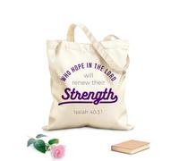 AILOONG Sacs de rangement en polyester et coton tissu épais de 340g/m² Expression biblique tirée d'Isaïe 40:31 : qui espère Slogan personnalisable