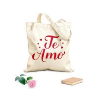 AILOONG Sacs de rangement en polyester et coton tissu épais de 340g/m² Je t'aime (calligraphie manuscrite) Slogan personnalisable