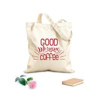 AILOONG Sacs de rangement en polyester et coton tissu épais de 340g/m² Un bonjour écrit commence par un café Slogan personnalisable