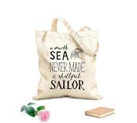 AILOONG Sacs de rangement en polyester et coton Une mer calme n'a jamais fait un marin habile. tissu épais de 12 oz Slogan personnalisable 35x40cm Grand