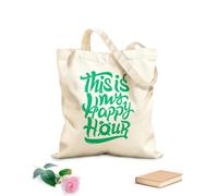 AILOONG Sacs de rangement en polyester et coton Voici mon happy hour de motivation sportive et fitness tissu épais de 340g/m² Slogan personnalisable