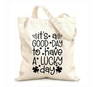 AILOONG Sacs en toile à motifs personnalisables C'est une bonne journée, chapeau trèfle, jour de la Saint-Patrick tissu épais de 12 oz S'accorde avec les vêtements 31x36cm Moyen