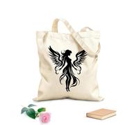 AILOONG Sacs en toile à motifs personnalisables emblème d'ailes d'ange à aura céleste, sérénité céleste, logo d'ange tissu épais de 12 oz S'accorde avec les vêtements 25x30cm Petit