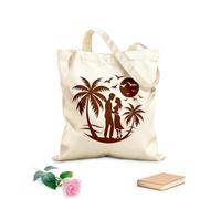 AILOONG Sacs en toile à motifs personnalisables escapade tropicale en forme de cœur avec un couple tissu épais de 340g/m² S'accorde avec les vêtements