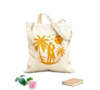 AILOONG Sacs en toile à motifs personnalisables escapade tropicale en forme de cœur avec un couple tissu épais de 340g/m² S'accorde avec les vêtements