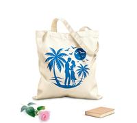 AILOONG Sacs en toile à motifs personnalisables escapade tropicale en forme de cœur avec un couple tissu épais de 340g/m² S'accorde avec les vêtements