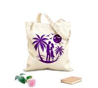 AILOONG Sacs en toile à motifs personnalisables escapade tropicale en forme de cœur avec un couple tissu épais de 340g/m² S'accorde avec les vêtements