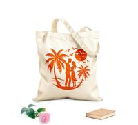 AILOONG Sacs en toile à motifs personnalisables escapade tropicale en forme de cœur avec un couple tissu épais de 340g/m² S'accorde avec les vêtements