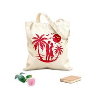 AILOONG Sacs en toile à motifs personnalisables escapade tropicale en forme de cœur avec un couple tissu épais de 340g/m² S'accorde avec les vêtements