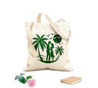 AILOONG Sacs en toile à motifs personnalisables escapade tropicale en forme de cœur avec un couple tissu épais de 340g/m² S'accorde avec les vêtements