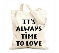 AILOONG Sacs en toile à motifs personnalisables Il est toujours temps d'aimer le lettrage dessiné à la main tissu épais de 12 oz S'accorde avec les vêtements 25x30cm Petit