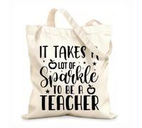 AILOONG Sacs en toile à motifs personnalisables Il faut beaucoup de dynamisme pour être enseignant tissu épais de 12 oz S'accorde avec les vêtements 31x36cm Moyen