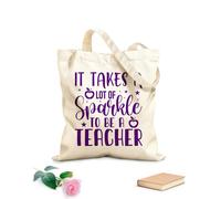 AILOONG Sacs en toile à motifs personnalisables Il faut beaucoup de dynamisme pour être enseignant tissu épais de 340g/m² S'accorde avec les vêtements