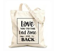 AILOONG Sacs en toile à motifs personnalisables Je t'aime jusqu'au bout et retour - citation d'un fan de football tissu épais de 12 oz S'accorde avec les vêtements 31x36cm Moyen