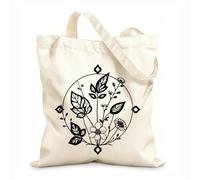 AILOONG Sacs en toile à motifs personnalisables Mandala botanique complexe de fleurs et de feuilles disposées dans un cadre circulaire tissu épais de 12 oz S'accorde avec les vêtements 31x36cm Moyen