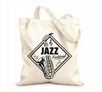 AILOONG Sacs en toile à motifs personnalisables Saxophone et notes de musique, icône des festivals de jazz tissu épais de 12 oz S'accorde avec les vêtements 25x30cm Petit