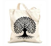 AILOONG Sacs en toile imprimés numériquement arbre de vie botanique détaillé avec des racines et des feuilles fluides tissu épais de 12 oz Utilise comme trousse de maquillage 25x30cm Petit