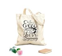 AILOONG Sacs en toile imprimés numériquement Chaque instant est un nouveau départ tissu épais de 12 oz Utilise comme trousse de maquillage 31x36cm Moyen