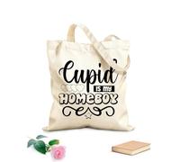 AILOONG Sacs en toile imprimés numériquement Cupidon est mon pote tissu épais de 12 oz Utilise comme trousse de maquillage 31x36cm Moyen