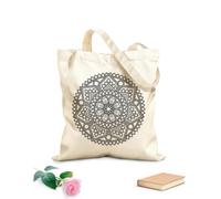 AILOONG Sacs en toile imprimés numériquement Dessin au trait de mandala créatif mettant en vedette des motifs orientaux tissu épais de 12 oz Utilise comme trousse de maquillage 35x40cm Grand